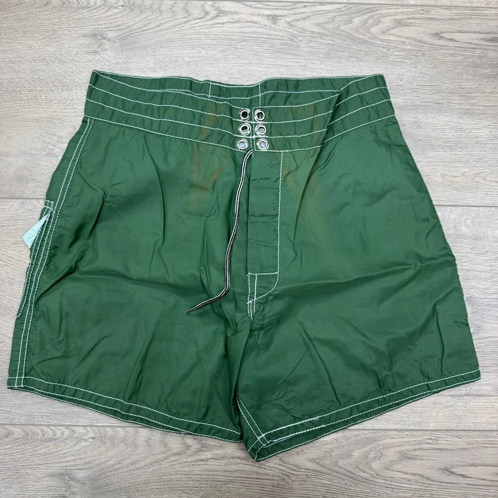 VTG Birdwell Beach Britches Green Swim Trunks Men's Short FLAW‎ Pocket